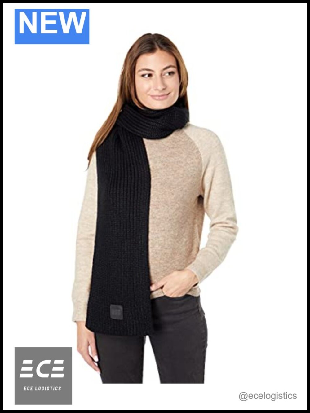 UGG Chunky Rib Knit Scarf Acrylic Wool Cold Weather Wrap